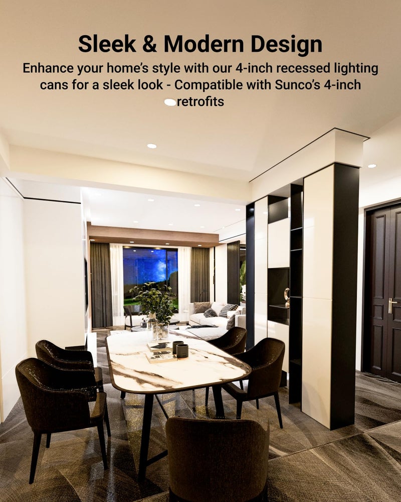 Sunco Lighting صندوق إضاءة مدمج Sunco 12 حزمة 4 بوصة، علب سقف محكمة الهواء، 120-277 فولت، موصل TP24 متضمن، تركيب سهل، مصنفة IC UL - Image 4